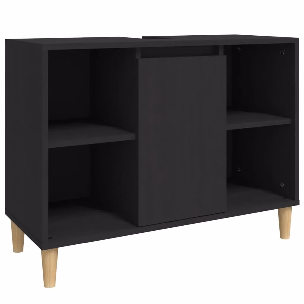 Berkfield Home Sink Cabinet in Black Matt Engineered Wood W/D/H: 80 x 33 x 60 cm – 1