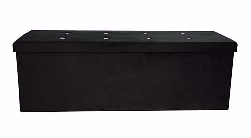 Simpa Extra Large Fold Flat Black Brushed Velvet Ottoman Storage with Comfortable Cushion, L 110 cm x W 38 cm x H 37 cm – 4