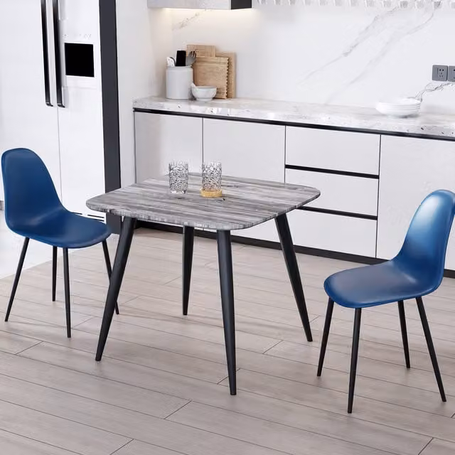 Core Products Ltd Aspen Dining Set with Grey Oak Square Table and 2 Blue Curve Plastic Chairs – 1