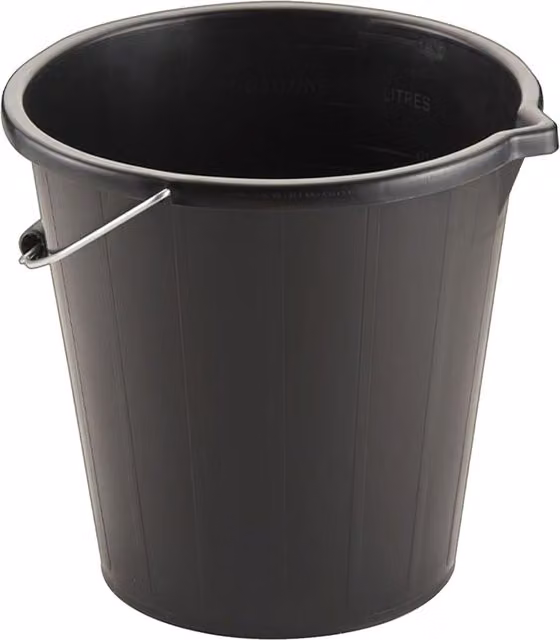 Storm Trading Group 14L Black Plastic Builders Bucket for DIY Cement Mixing