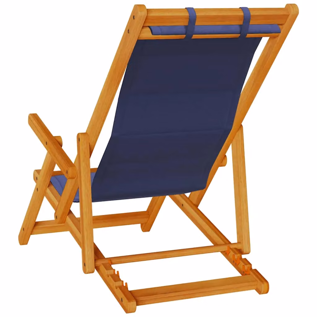 Berkfield Home Folding Beach Chair with Armrests and Adjustable Headrest in Blue Acacia Wood and Textilene – 4