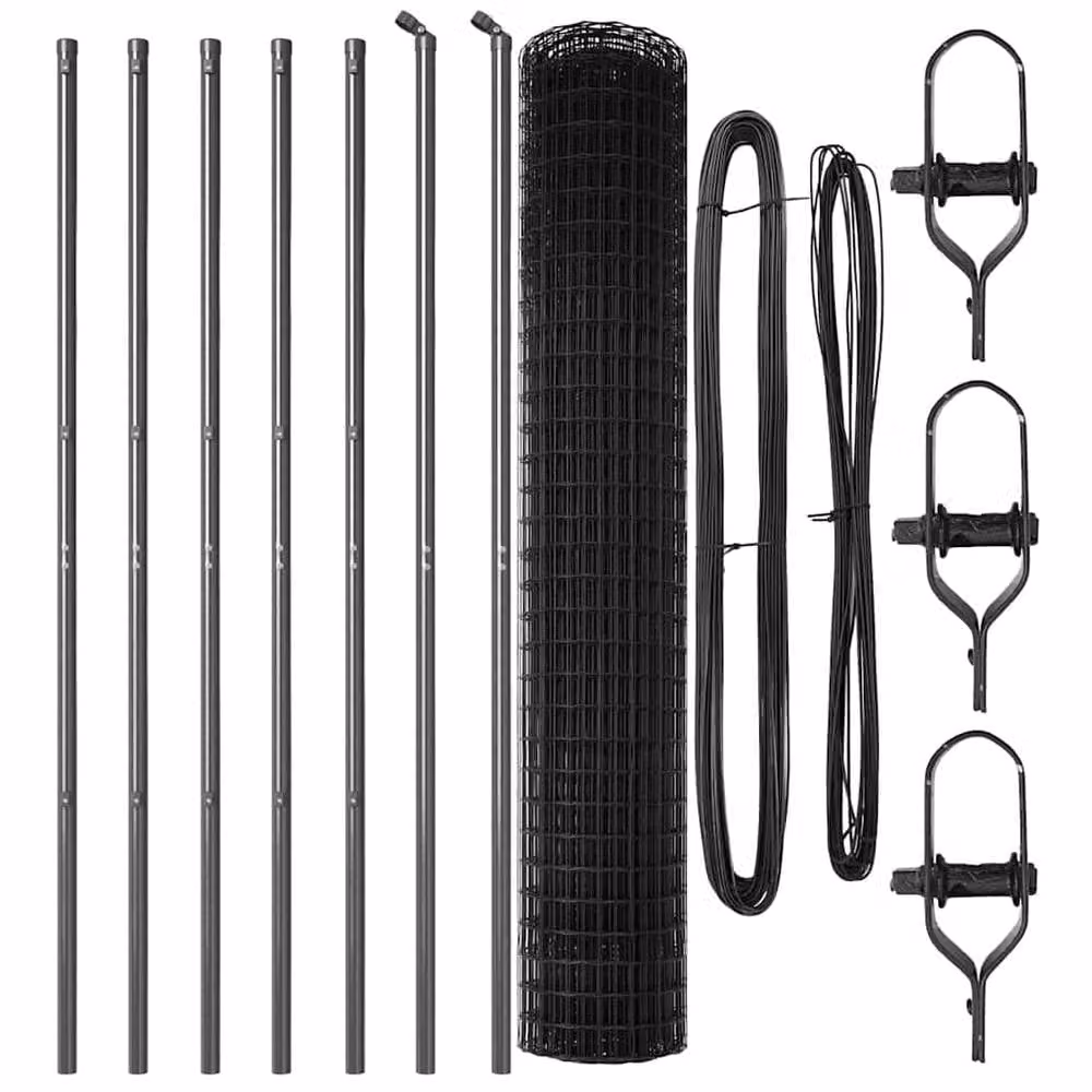 Berkfield Home Versatile Euro Fence with 7 Posts, Grey Powder-Coated Galvanised Steel, W: 10 m, H: 1.5 m – 3