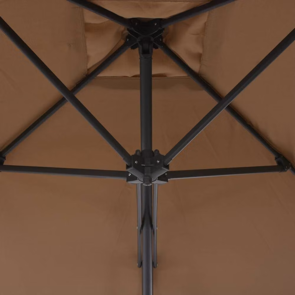 Berkfield Home Outdoor Parasol with Steel Pole and Polyester Canopy, Beige, W/D: 250 x 250 cm – 2