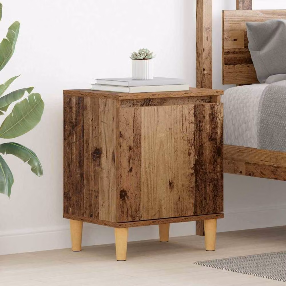 Berkfield Home Old Wood Bedside Table in Brown, Solid Reclaimed Wood, W: 40 cm, D: 30 cm, H: 50 cm – 2