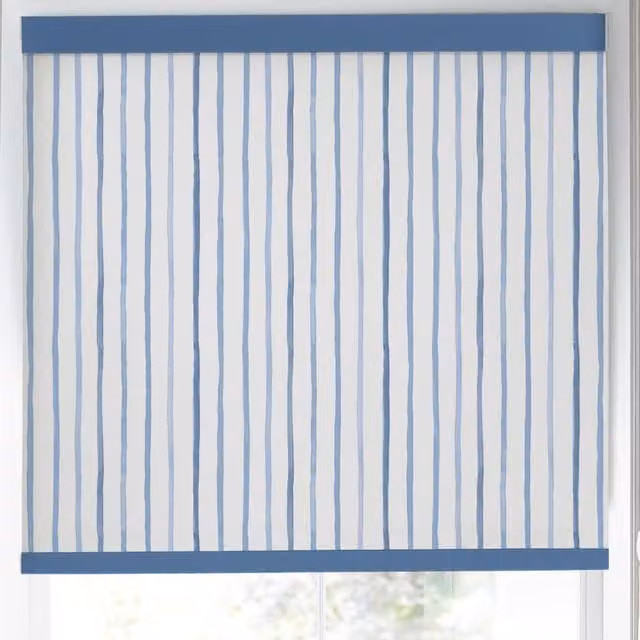 Laura Ashley Painterly Stripe Translucent Made to Measure Roller Blind in Blue