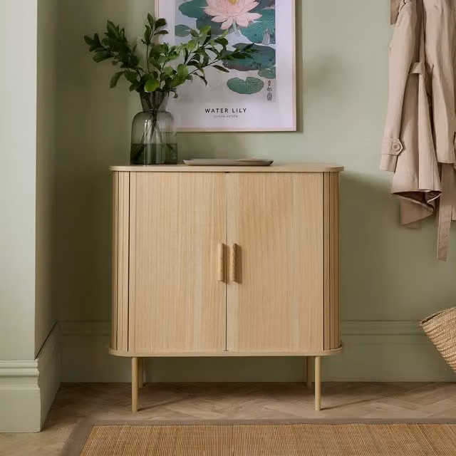 Vonhaus Scandinavian Style Brown Wood and Metal Freestanding Storage Cabinet Sideboard