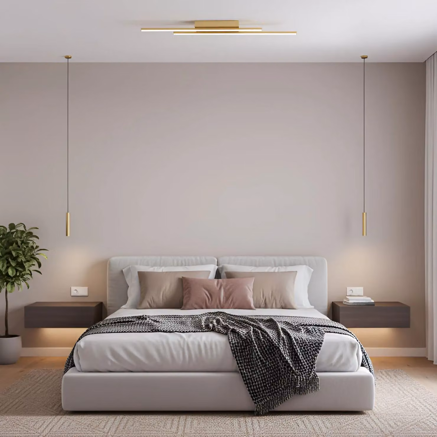 Happy Homewares Designer Metal LED Ceiling Light Fitting in Gold, 89 cm – 2
