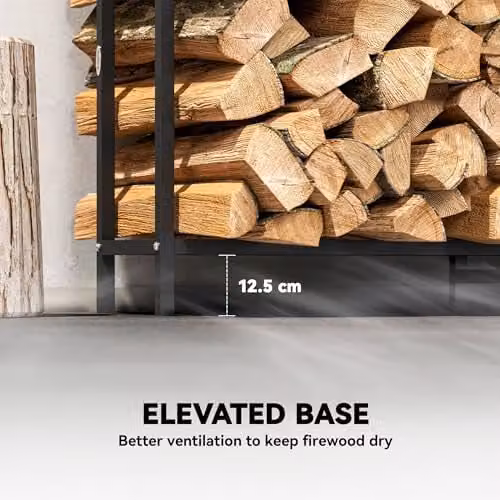 Outsunny Steel Firewood Log Rack in Matt Black – 5