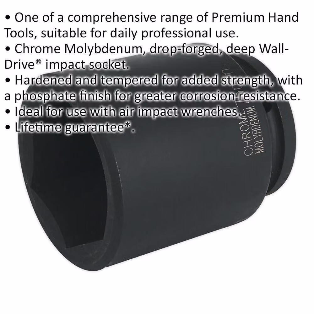Loops 75mm Forged Deep Impact Socket, 1 Inch Sq Drive, Chrome Molybdenum, Black – 2