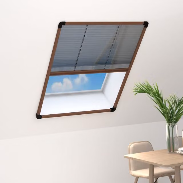 Berkfield Home Pleated Aluminium Insect Screen for Windows, Brown, W: 60 cm, H: 80 cm