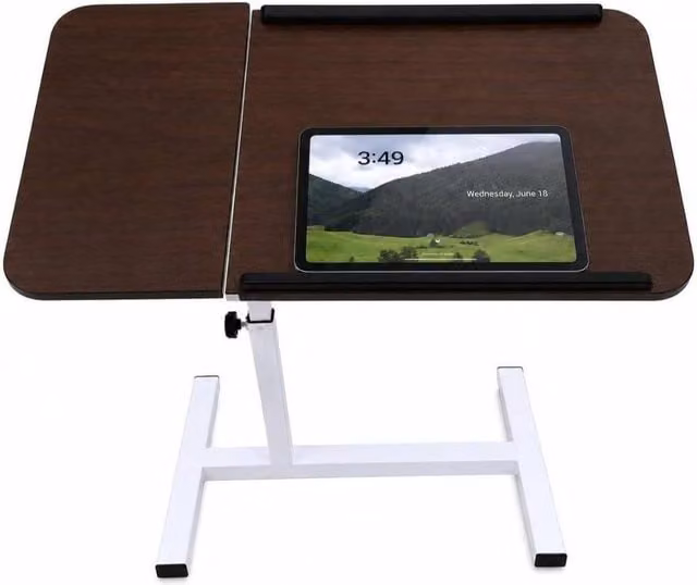 MANTRARAJ Adjustable Height Modern Office Desk with Moveable Top in Brown