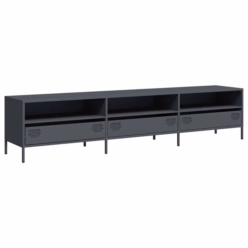 Berkfield Home TV Cabinet in Anthracite Grey, Cold-rolled Steel, W: 202 cm, D: 39 cm, H: 43.5 cm – 3