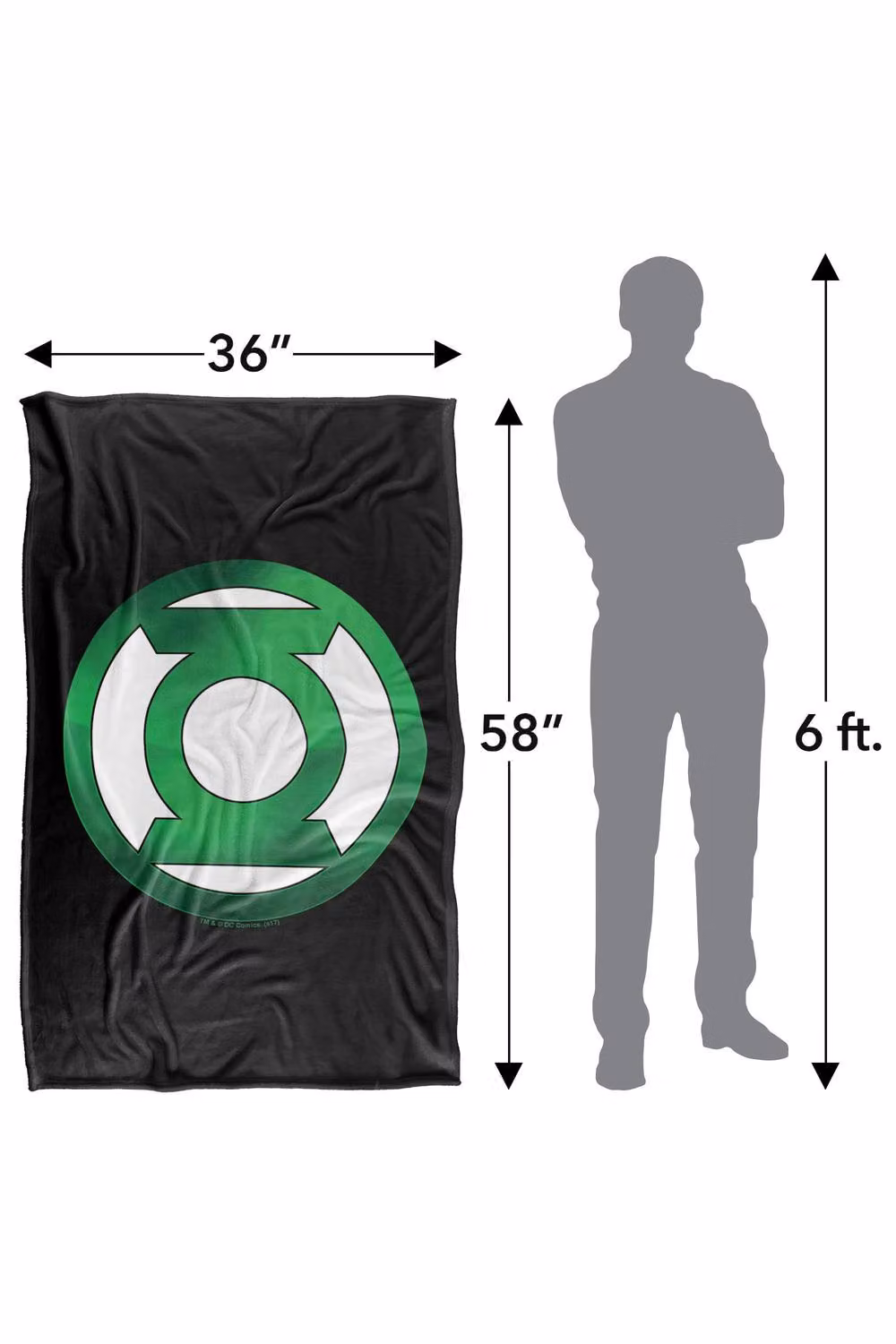 Warner Bros. Green Lantern Green Chrome Logo Super Soft Fluffy Polyester Throw Blanket, Extra Large, Green and Multicolour – 3