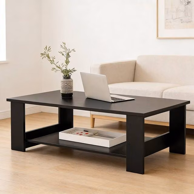 FORGEVIO Modern Black Coffee Table for your Living Room, W/D/H: 80 x 42 x 40 cm