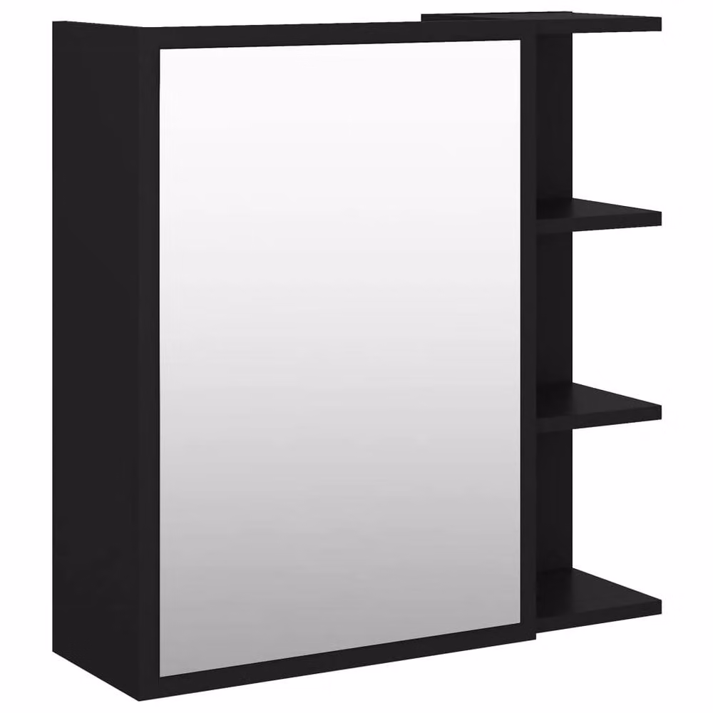 Berkfield Home Black Modern Wall Mounted Bathroom Mirror Cabinet with Hinged Doors, W/D/H: 62.5 x 20.5 x 64 cm – 2