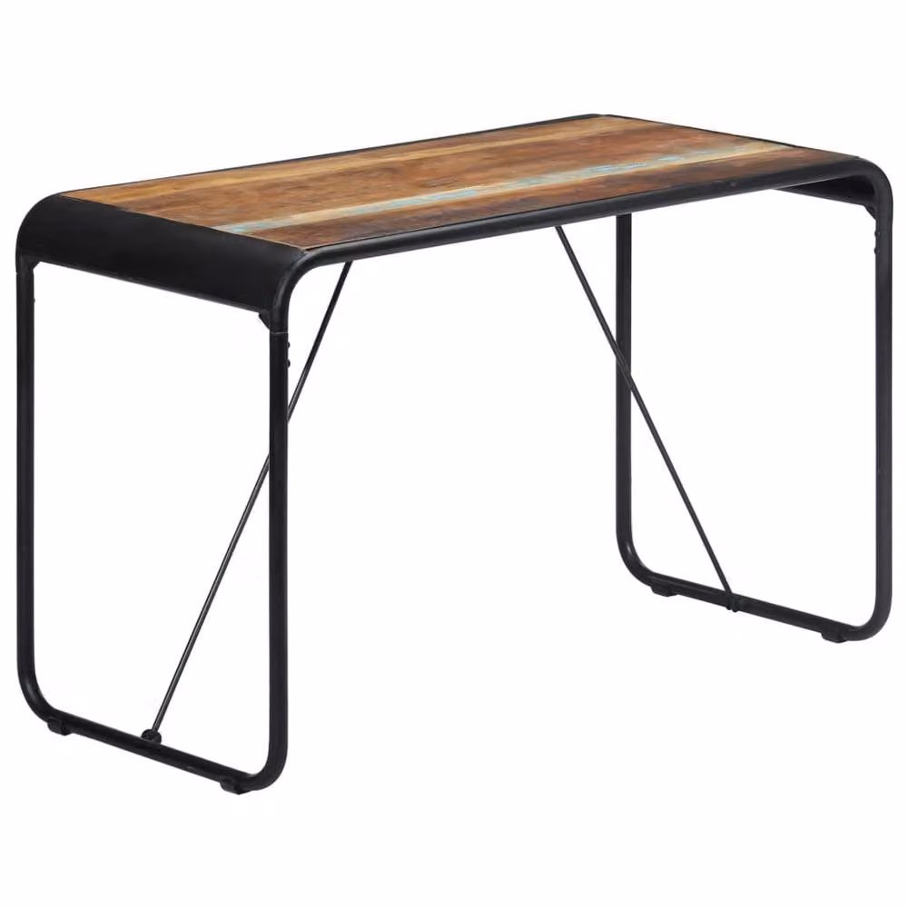 Berkfield Home Rectangular Industrial Dining Table in Multicolour Reclaimed Wood and Metal, W/D/H: 118 x 60 x 76 cm – 2