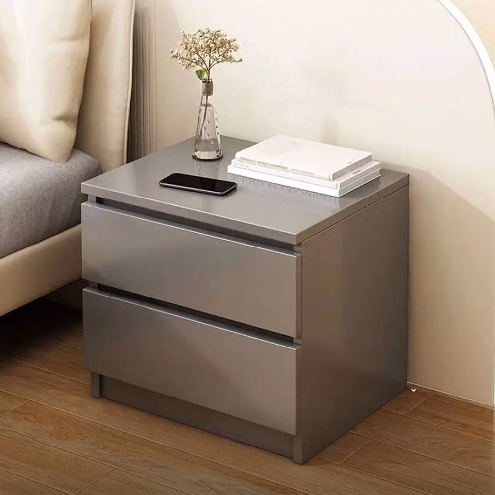 Ventryn Grey Wooden Bedside Table with 2 Drawers – 3