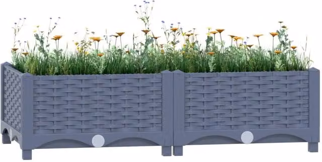 Berkfield Home Grey Polypropylene Raised Bed W/D/H: 80 x 40 x 23 cm – 1