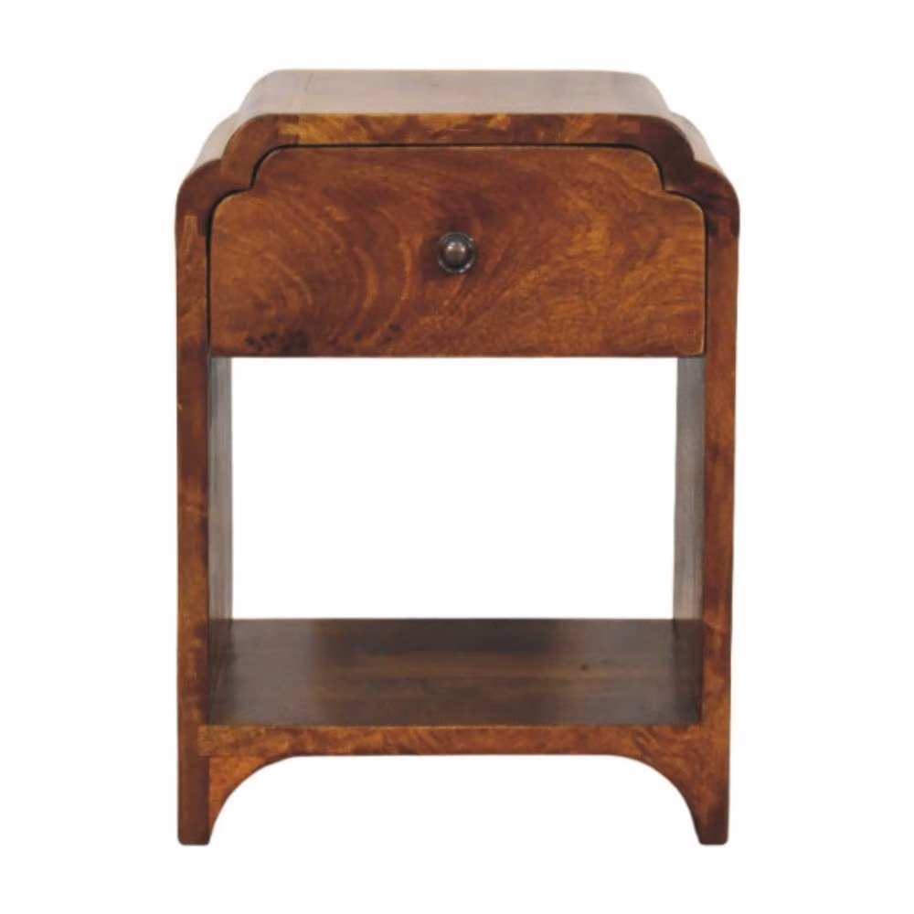Wyld Haus Paris Mango Wood Bedside Table with Drawer and Shelf in Brown, W/D/H: 40 x 30 x 30 cm – 2