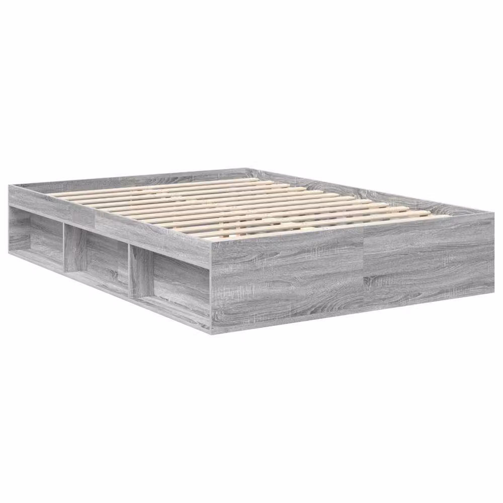 Berkfield Home Grey Sonoma Bed Frame with Storage in Solid Pine Wood, W: 135 cm, L: 190 cm – 2