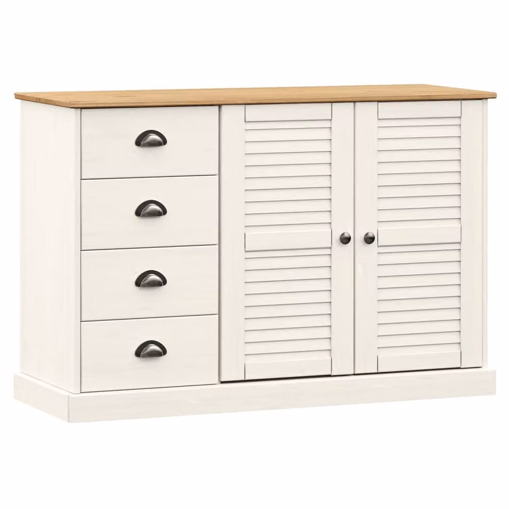 Berkfield Home VIGO Sideboard with Drawers in White Solid Pine Wood, W/D/H: 113 x 40 x 75 cm – 2