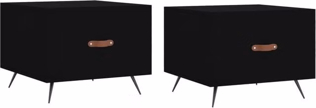 Berkfield Home Set of 2 Black Square Coffee Tables in Engineered Wood, W/D/H: 50 x 50 x 40 cm – 1