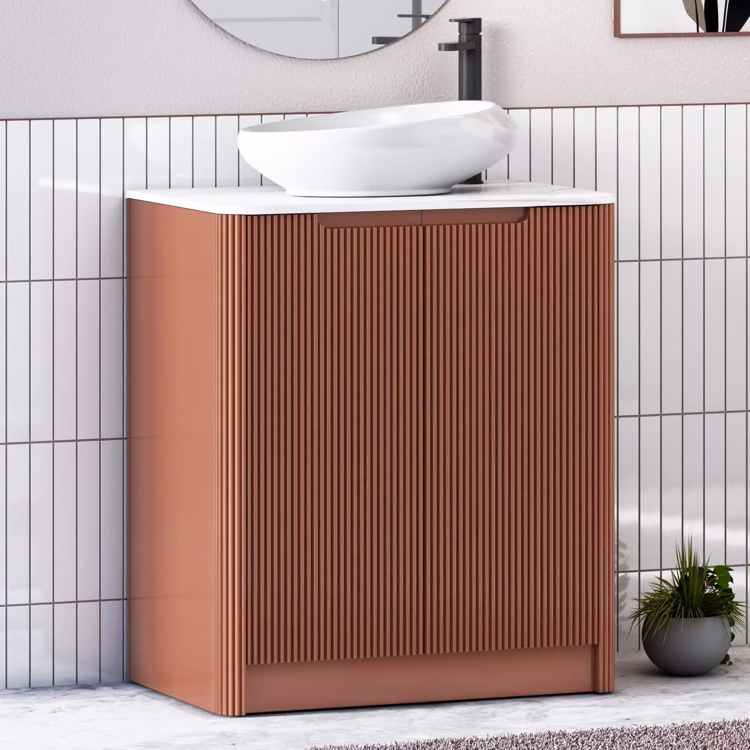 Royal Bathrooms Avenza 800mm Terracotta Clay Floor Standing 2 Door Vanity Unit with Nova Basin