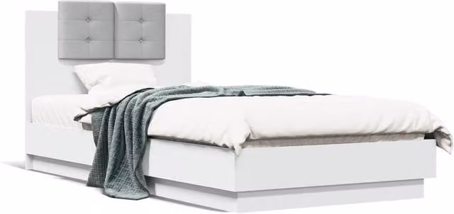 Berkfield Home Single Bed Frame in White with Drawers, W/D/H: 90 x 190 x 78 cm