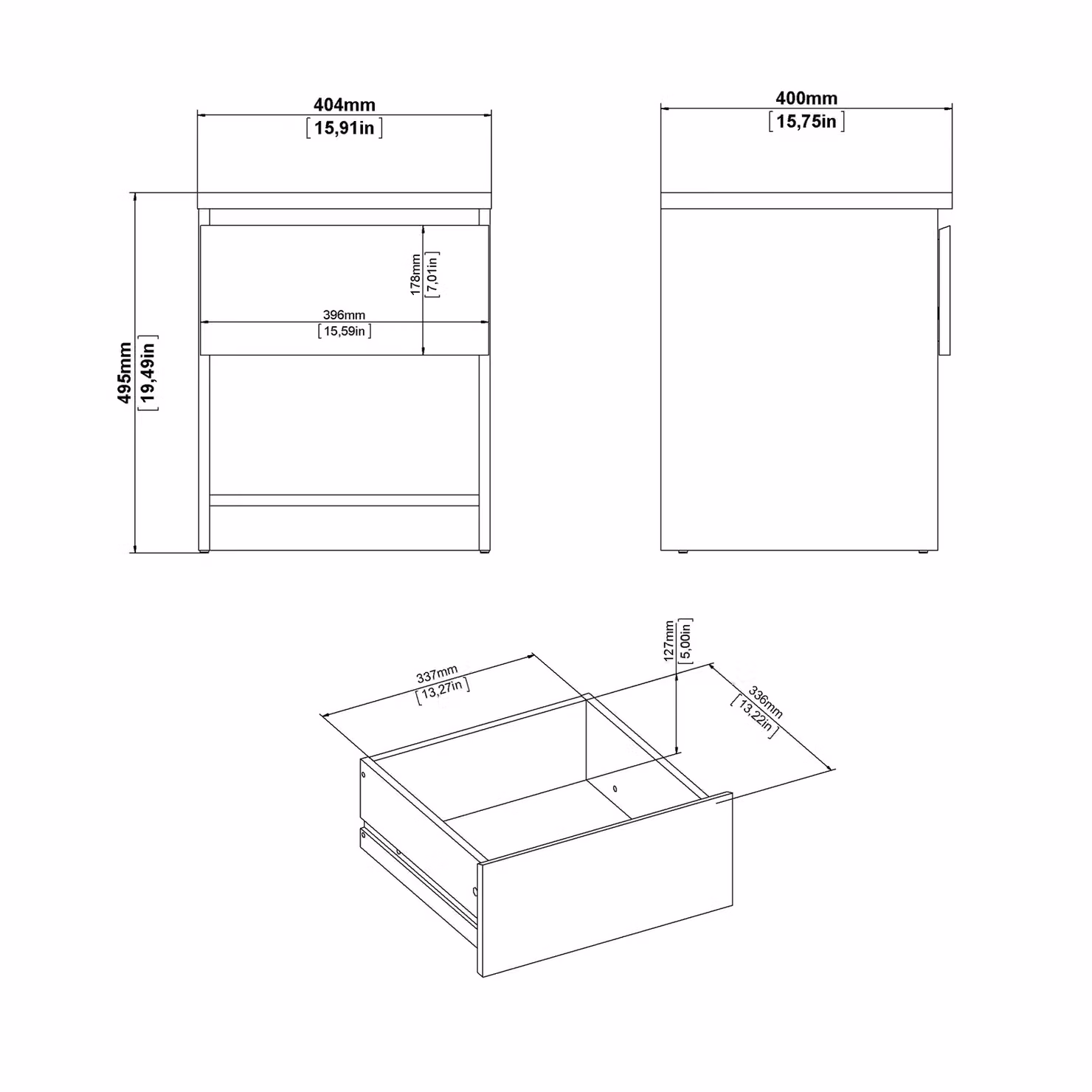 Furniture To Go Naia Bedside Cabinet with 1 Drawer and 1 Shelf in Light Oak – 3