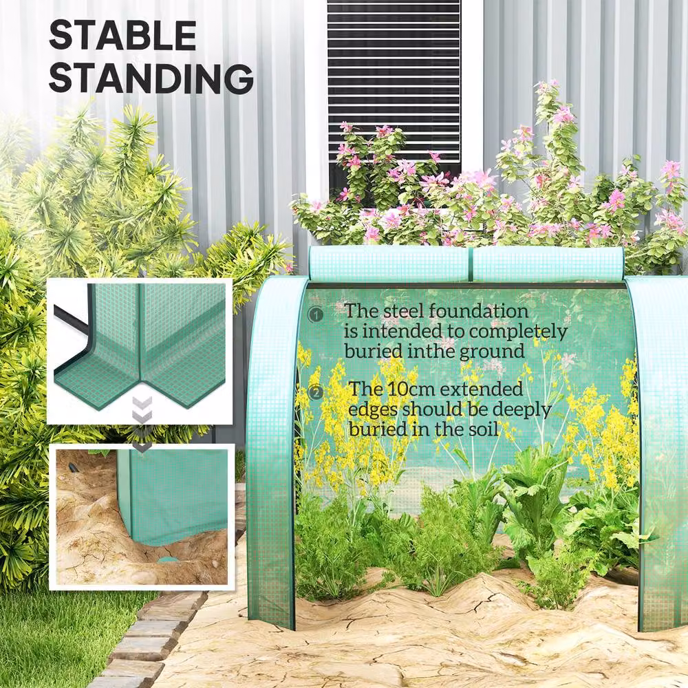 STILVORA Mini Greenhouse with Zipped Roll-Up Doors in Green, W/D/H: 100 x 80 x 100 cm – 6