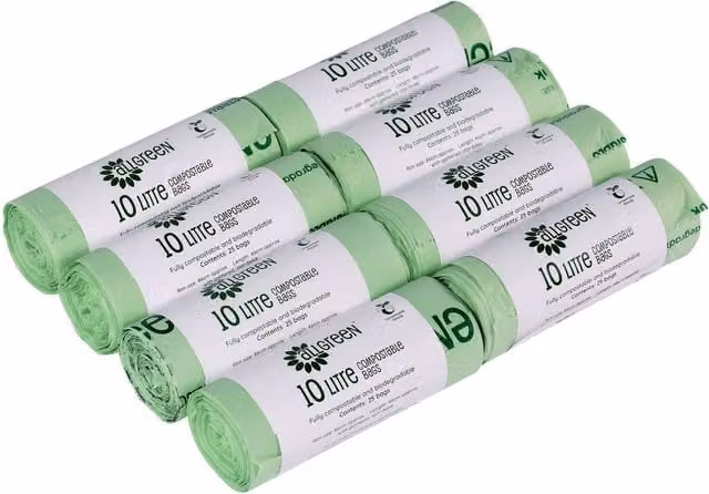 All-Green Compostable Food Waste Bin Liners, Green, 10 Litre