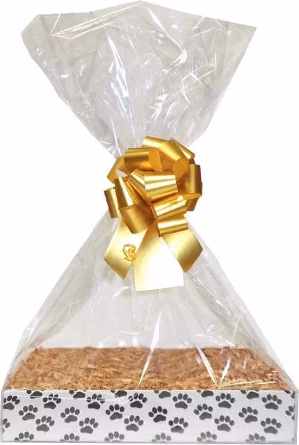 Hampabox Pet Gift Basket Kit with Gold Gift Wrap Accessories, W/D/H: 30 x 20 x 6 cm