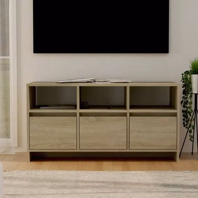 Berkfield Home Modern Sonoma Oak TV Cabinet in Beige, W/D/H: 102 x 37.5 x 52.5 cm – 1