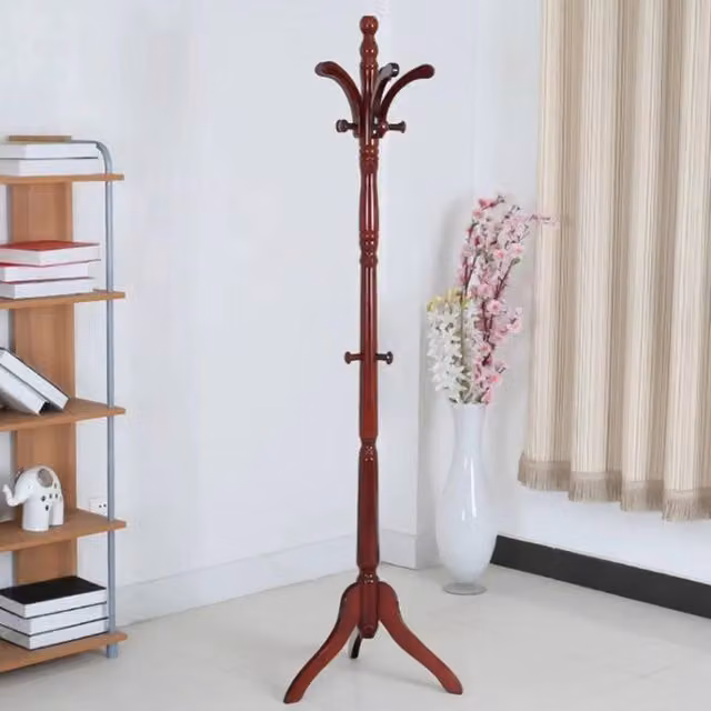 FORGEVIO Wooden Coat Rail Rack Stand in Brown – 1
