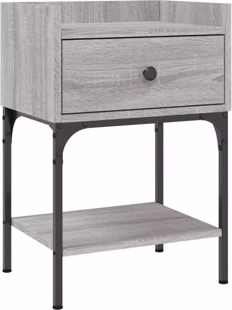 Berkfield Home Grey Sonoma Bedside Table, W/D/H: 40.5 x 31 x 60 cm