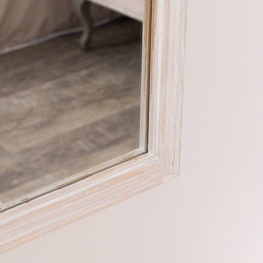 Melody Maison White Washed Distressed Wooden Frame Rectangular Wall Mirror, W: 40 cm, H: 75 cm – 2