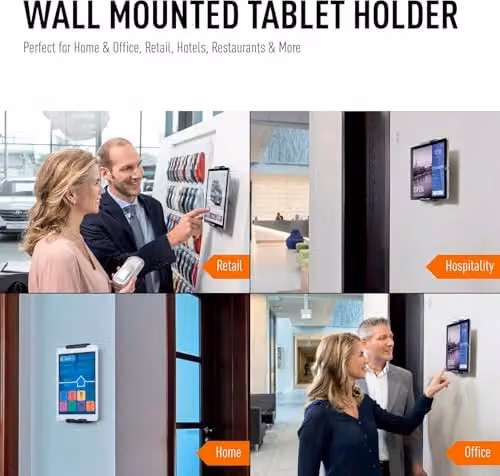 Durable Universal Tablet Holder Wall Mount, Lockable and Rotatable, Silver – 6