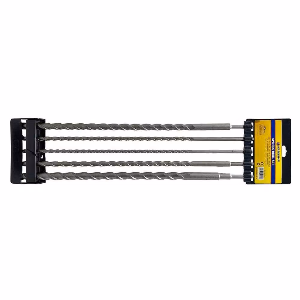 BARGAINS-GALORE 5-Piece Carbide Tipped SDS Masonry Drill Bit Set in Metallic Silver – 2