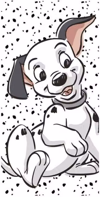 101 Dalmatians Lucky Beach Towel in White Cotton Terry Velour, W: 140.0 cm, H: 70.0 cm