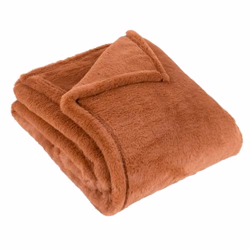 Riva Home Kallu Reversible Double-Sided Faux Fur Throw in Orange, W: 130 cm, L: 180 cm
