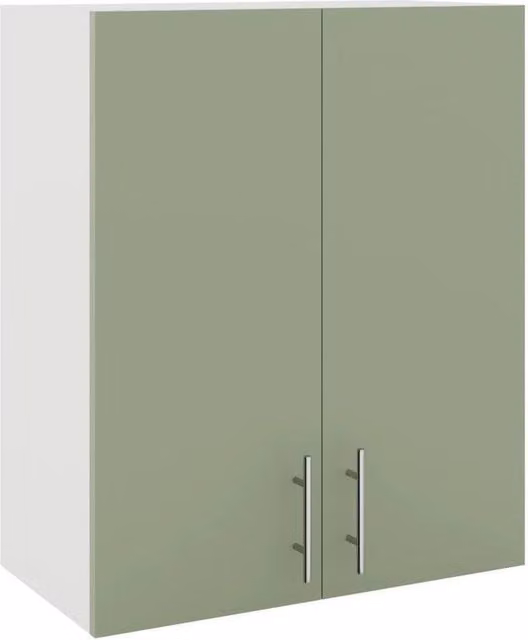 SPETLEK Modern Green Kitchen Wall Unit with Hinged Doors and Internal Shelves
