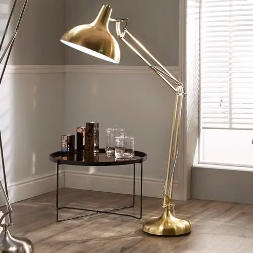 Pacific Lifestyle Gold Metal Task Floor Lamp with Adjustable Dome Shade in Brass – 2