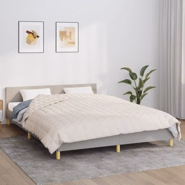 Berkfield Home Weighted Blanket in Beige, W/D/H: 220 x 235 cm, 11 kg