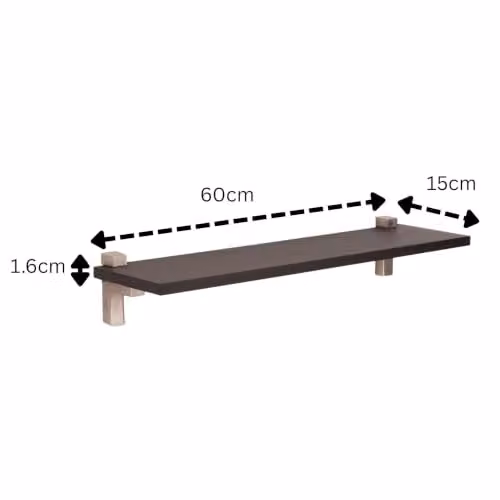 Core Products Slim Wall-Mounted Shelf with L-Shape Bracket, Black, W: 60 cm