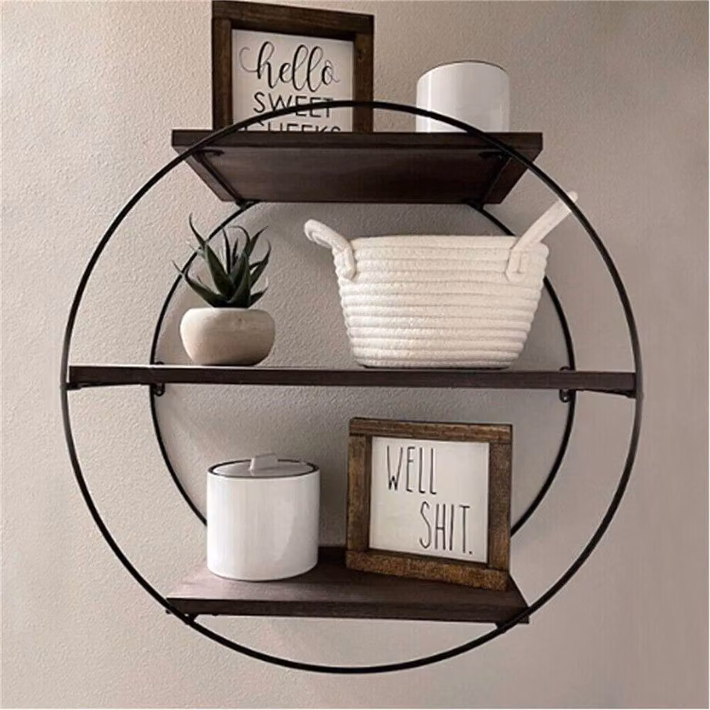 Nordara 3 Tier Wall Mounted Industrial Storage Shelves with Black Metal Frame and Pine Wood – 5