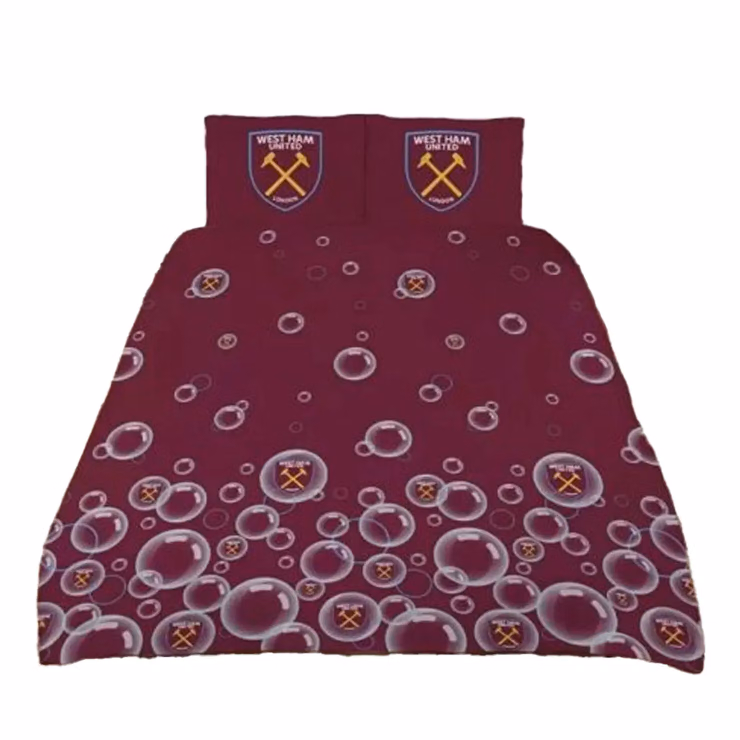 West Ham United FC Forever Blowing Reversible Bubbles Duvet Cover and Pillowcase Set in Maroon, W/D/H: 137 x 198 cm – 3
