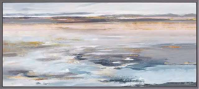 Perch & Parrow Tidal Tranquility Abstract Multicolour Framed Canvas Wall Art