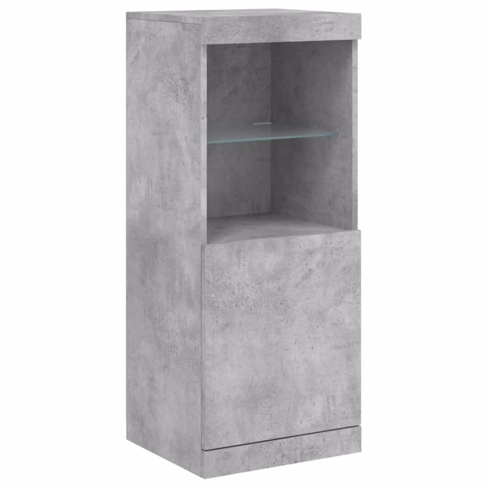 Berkfield Home 3-Piece Sideboard Set with LED Lights in Concrete Grey, MDF and Glass – 5