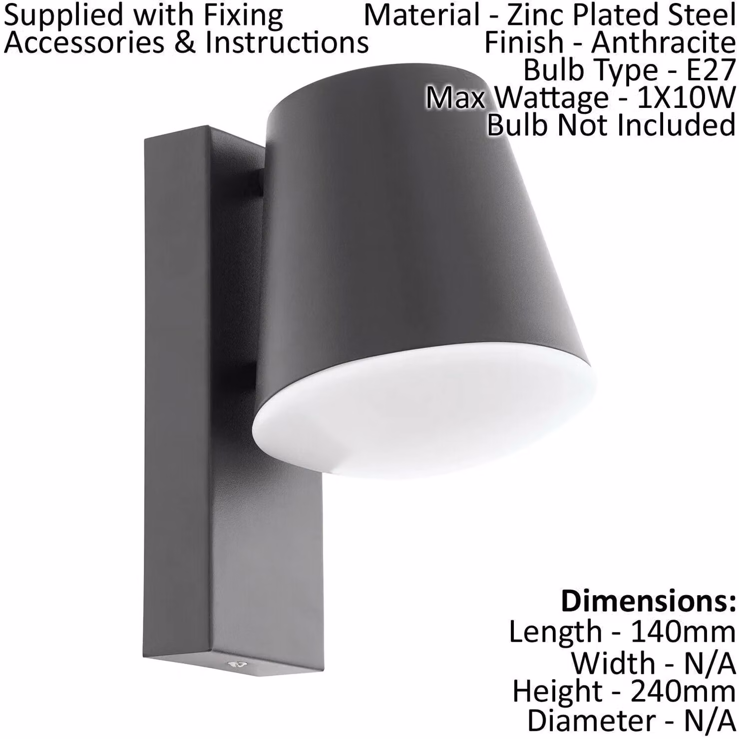 Loops 2 Pack Anthracite Outdoor Wall Downlight IP44 Metal Steel E27 10W – 2