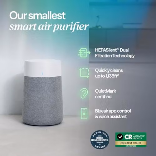Blueair Blue 511i Max Smart WiFi Air Purifier with HEPASilent Dual Filtration and App Control in White or Grey – 2